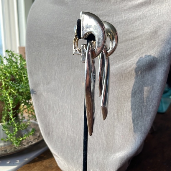 DAVID VARSANO Vintage Sterling Oversized Modernist Two Tone Earrings - Picture 8 of 17